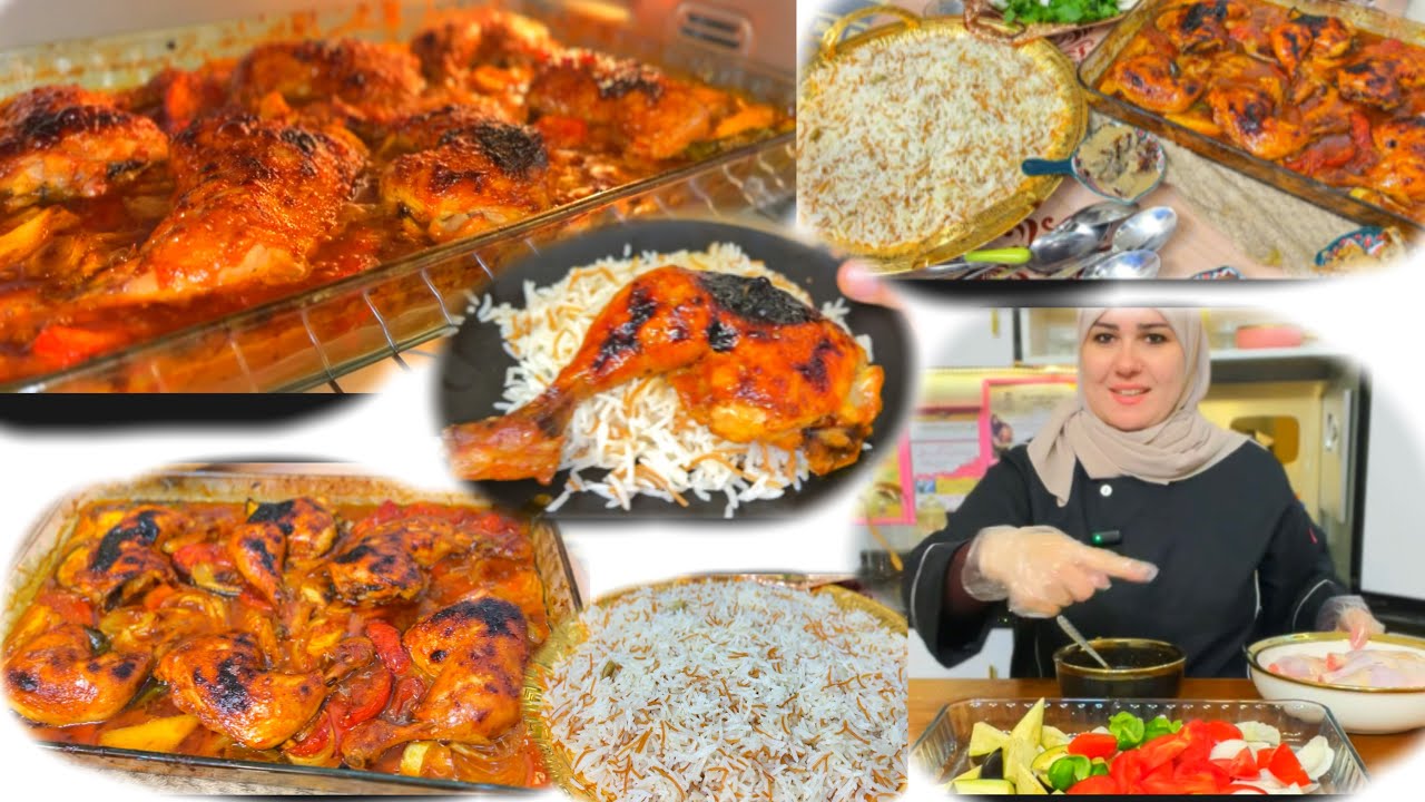 ‏تبسي أفخاذالدجاج بالفرن بي صلصة بدون نقطه ماء بالخضروات بدون سلك بدون زفرة ‏وياتمن شعرية بزل