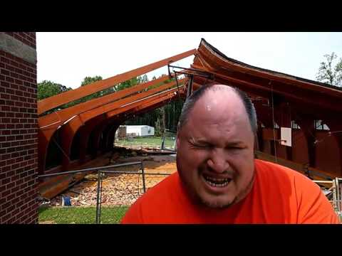 Damage of Courtney elementary school gymnasium school after EF-2 Tornado