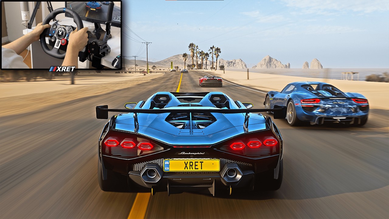 Lamborghini Sian Roadster против гиперкаров | Forza Horizon 5 | Руль Logitech G29