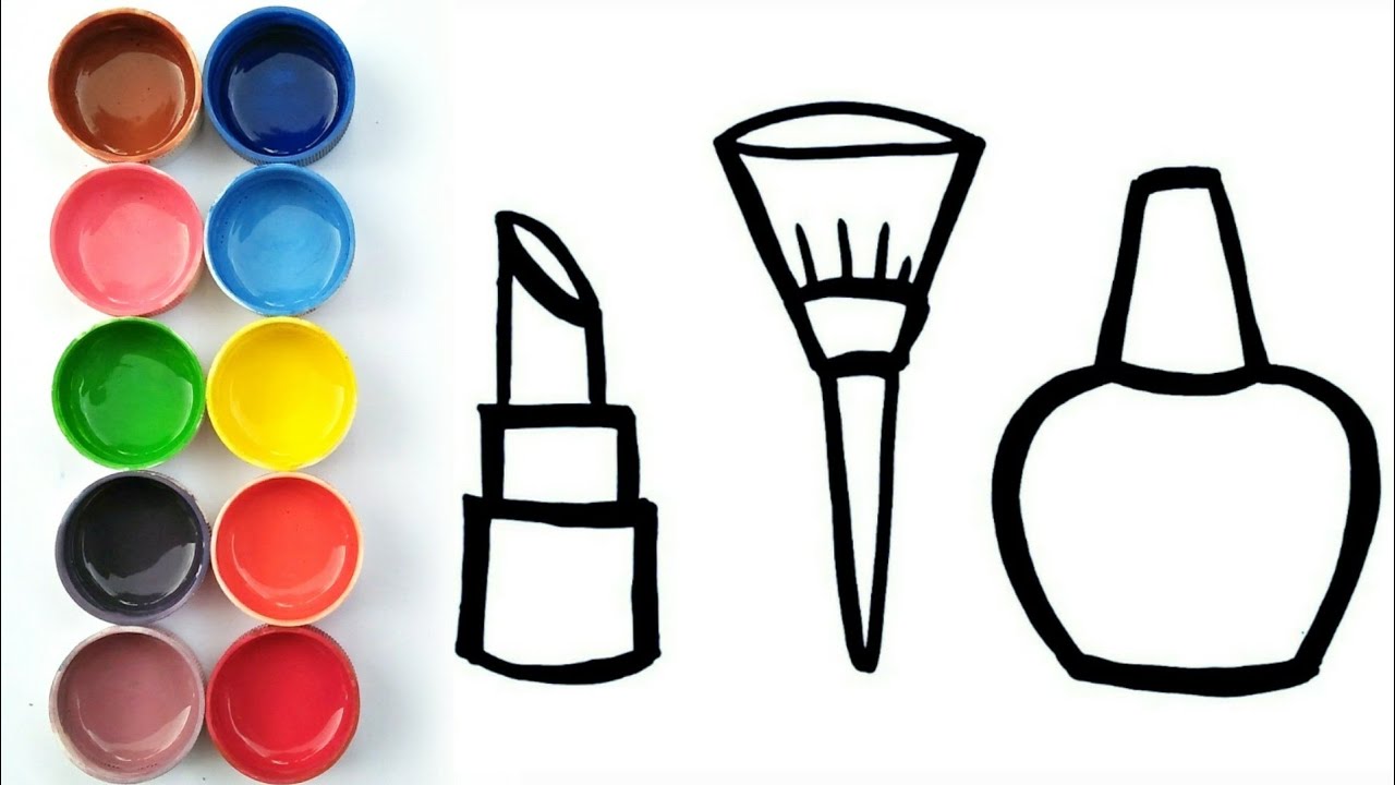 Makeup tools drawing and colouring page for kids | drawing for kids