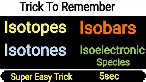 Trick To Remember [Isotopes, Isobars, Isotones, Isoelectronic Species]