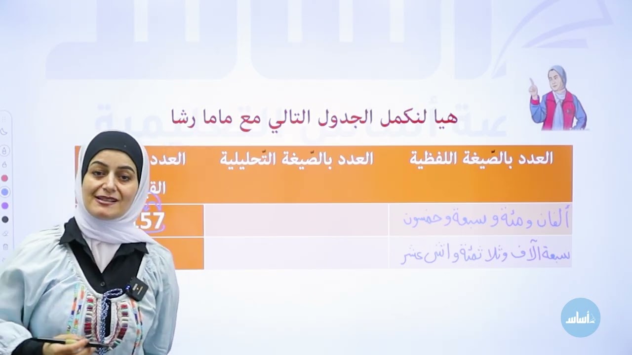 الثالث 3️⃣ - رياضيات 📐-تأسيس- الحصة الثانية مع أ. رشا الحجاج