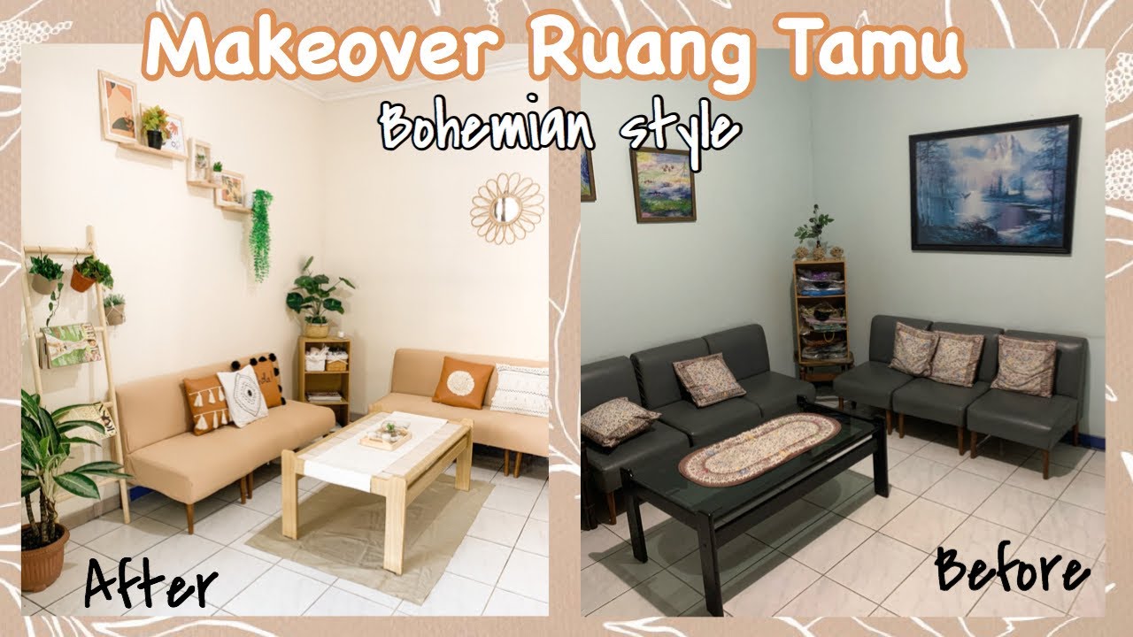 MAKEOVER RUANG  TAMU  BOHEMIAN STYLE AESTHETIC  LIVING 