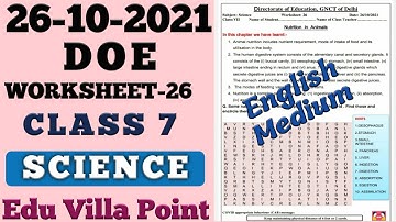 Class 7 Science Worksheet 26(26/10/2021) English medium | Class 7 Science | Edu Villa Point