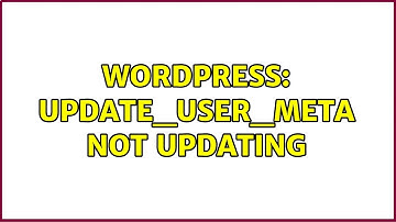 Wordpress: update_user_meta not updating (2 Solutions!!)
