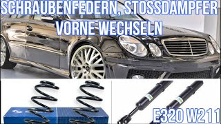 Mercedes E320 W211 Schraubenfeder, Stoßdämpfer wechseln (Change coil spring, shock absorber)