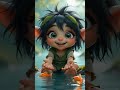 Chibi Prehistoric Boy Playing with GoldFish in Stream | Satisfying ASMR
