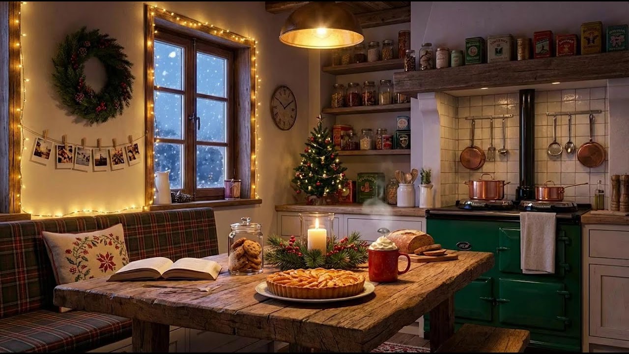 It’s Snowing Outside ❄️ Oldies Playing in Another Room & Cozy Fireplace