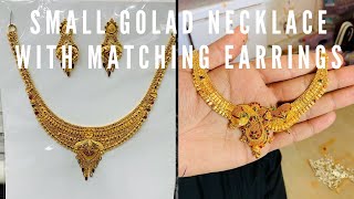 Short Gold Necklace Collection with Earrings || 22K Gold Necklace Designs || Indian Gold Necklace