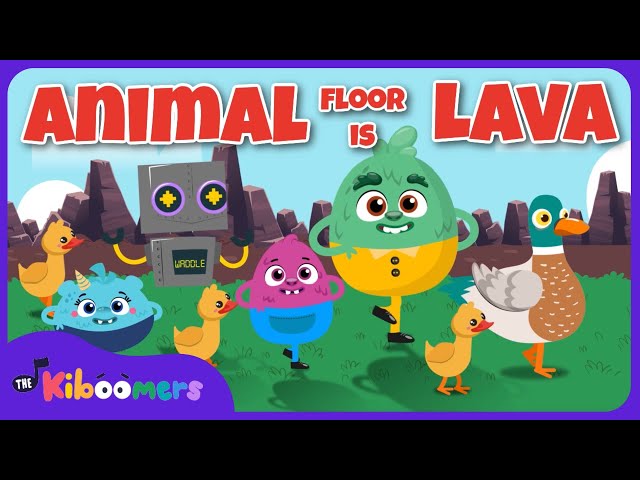 THE KIBOOMERS Floor is Lava Animal Dance - Preschool Fun class=