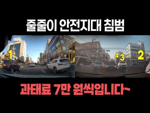 20675회. 너무 아무렇지도 않게 안전지대를 침범하는 차량들! 과태료 7만 원씩 되겠습니다~~~~