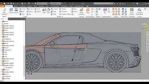 |Tutorial|3D Sketch and Surface|Audi R8|Inventor Studio|Part 2|