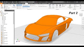 |Tutorial|3D Sketch and Surface|Audi R8|Inventor Studio|Part 2|