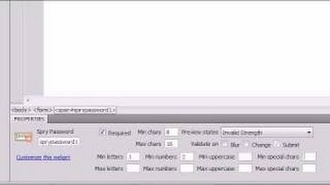 Dreamweaver CS4 Tutorial - 32 - Form Validation of Password
