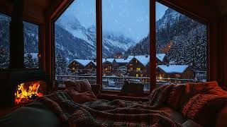 Silent Winter Cabin Night ❄️ | Crackling Fireplace & Snowfall Sounds for Deep Sleep & Stress Relief