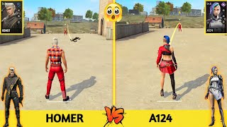 A124 VS HOMER CARECTER FULL ABILITY TEST FREE FIRE / GARENA FREE FIRE