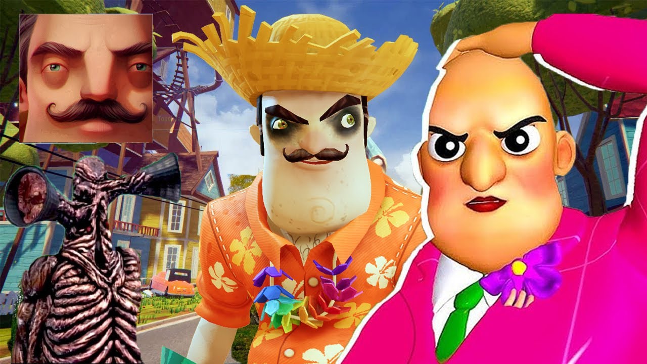 Hello Neighbor - New Secret Neighbor Summer Tron Scary Teacher Siden Head History Part 1344 Gameplay