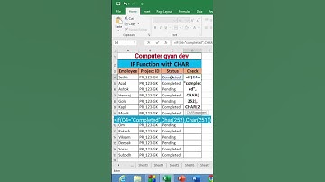 if function with char in ms excel #excel #exceltips #education #shortvideo