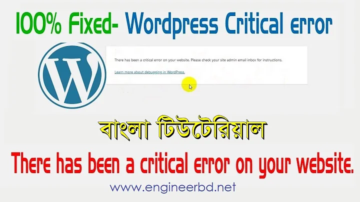 How To Fix - There Has Been A Critical Error On Your Website | Critical Errors - WordPress in Bangla