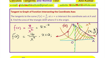 Find Area Between Coordinate Axes and Tangent and Discuss Extreme Value Calculus Test