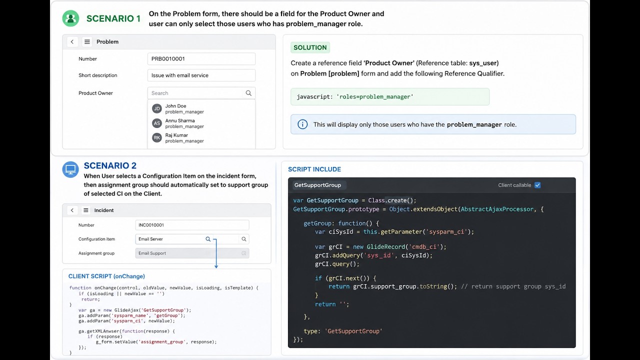 ServiceNow Script Include Scenarios | GlideAjax | Client Script | Real ...