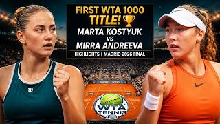 FIRST WTA 1000 TITLE! 🏆 Marta Kostyuk vs Mirra Andreeva Highlights | Madrid 2026 Final