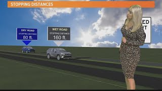 Driving safely on wet roads with safe stopping distances