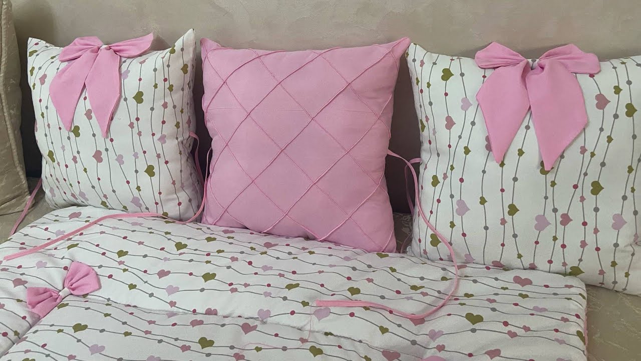 كيفية خياطة مخدة  احاطة السرير تاع  البيبي  بتقنية القرصة   بطريقة سهلة للمبتدآت 💞💞