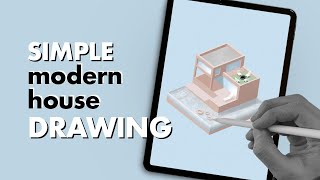 how to draw a modern isometric house