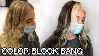 COLOR BLOCK BANG Haircolor Transformation | How to Color Block Hair | Blonde Bangs Tutorial