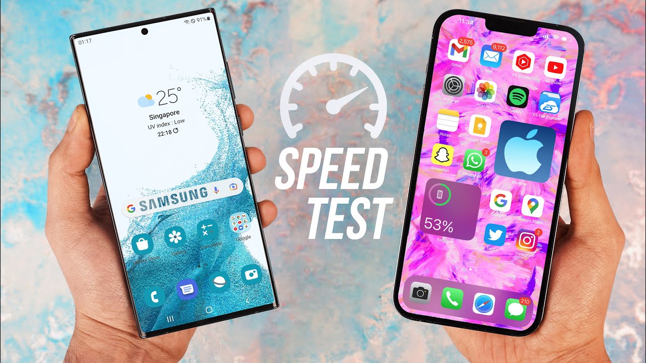 สร้าง เกม ด้วย ภาษา c  New 2022  Samsung Galaxy S22 Ultra vs iPhone 13 Pro Max - Speed Test!