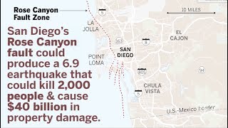 A study released today by the earthquake engineering research
institute - eeri says fault below san diego is capable of producing
magnitude 6.9 earthqu...