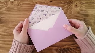 【型紙不要】画用紙一枚と折り紙で花柄の封筒の作り方