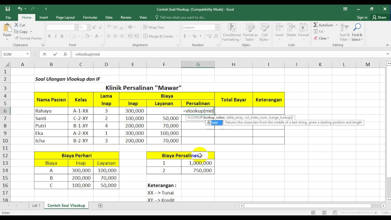 Contoh Soal Vlookup Gabungan Plus Pembahasan - YouTube