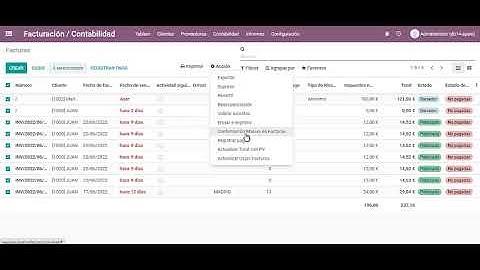Odoo ERP 14 - Módulos publicar facturas  masivamente.