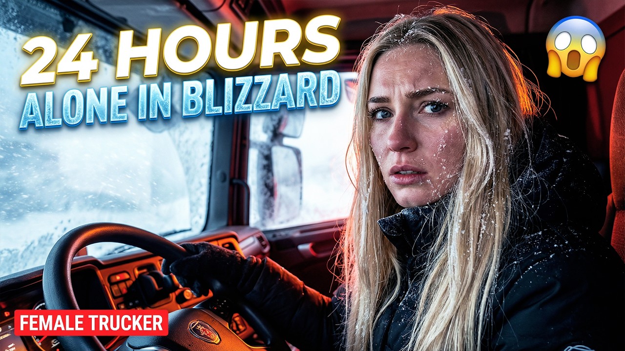 I Survived 24 Hours Driving Through a Snowstorm ALONE (Female Truck Driver)
