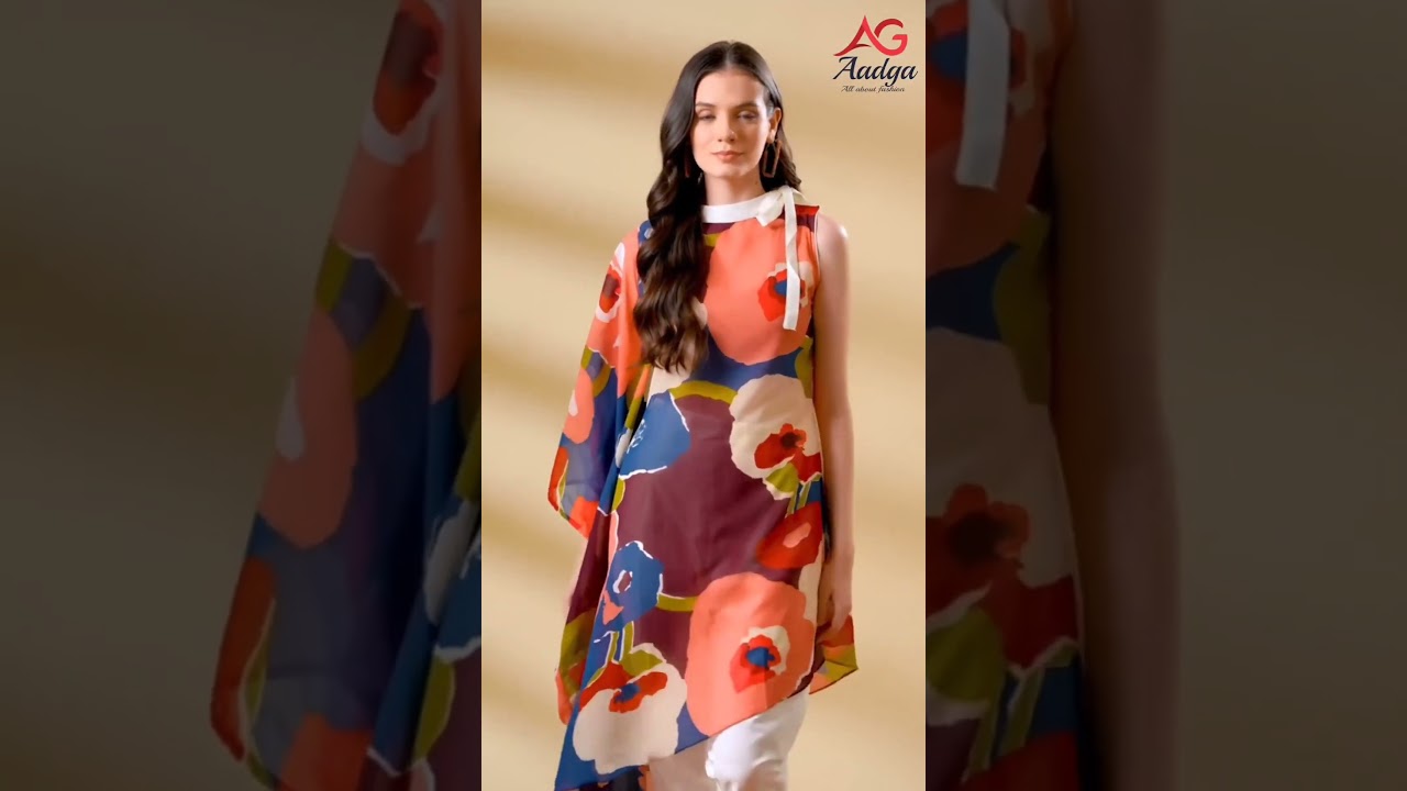 GEORGETTE KAFTAN WITH PANTS | Aadga | Women Co-ord Set