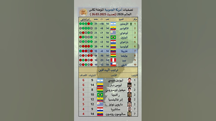 ترتيب ونتائج تصفيات أمريكا الجنوبية المؤهلة لكأس العالم 2026 والهدافين (تحديث 26.03.2025)