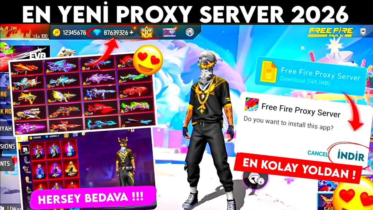 FREE FİRE EN GÜNCELL PROXY SERVER 2026 👀 || FREE FİRE KİYAFET VE ELMAS HİLESİ !!!
