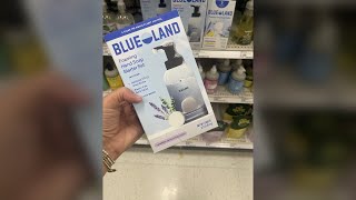 BLUELAND Hand Soap Starter Set, 1 Refillable Glass Foaming Hand Soap Dispenser in Slate with 4 Refil