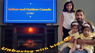 Unboxing TV & TV Stand With Fireplace - Canada Malayalam Vlog