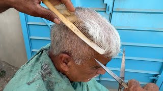 Asmr the most oldest barber 💈 steel haircut | Oldest barber ever