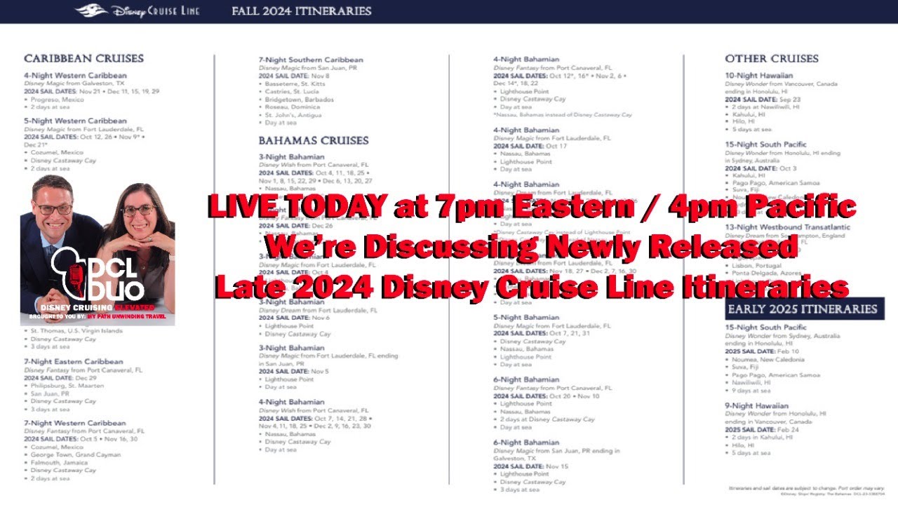 Late 2024 DCL Itinerary Release