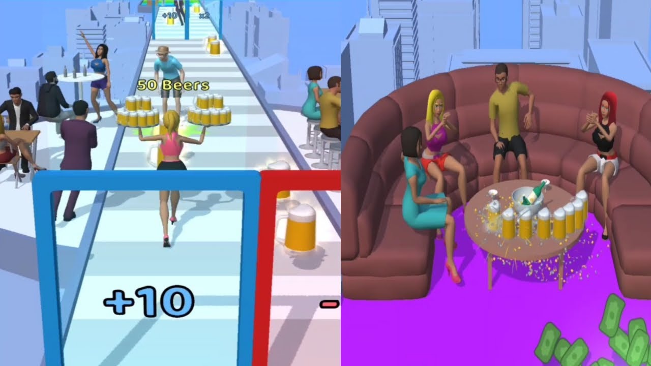 Waitress Run 3D🥂🍷🍹💃🏻All levels gameplay lvls -5 Android,ios new game 