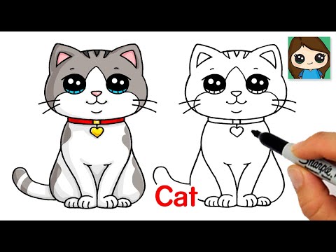 Easy Step-by-Step Cat Drawing for Kids Coloring Page