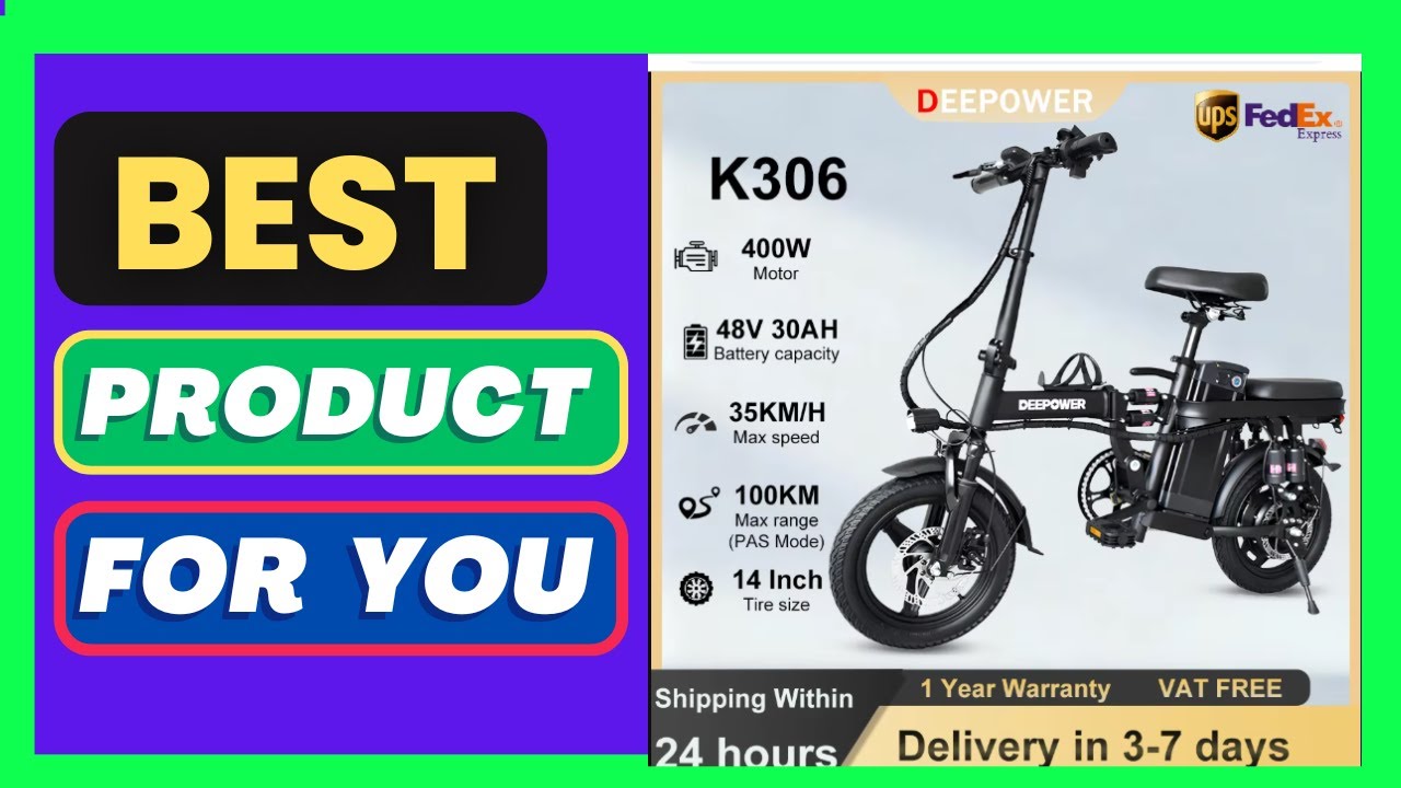 DEEPOWER Electric Bike K306 Mini Folding Electric Bicycle 400W 48V 30AH