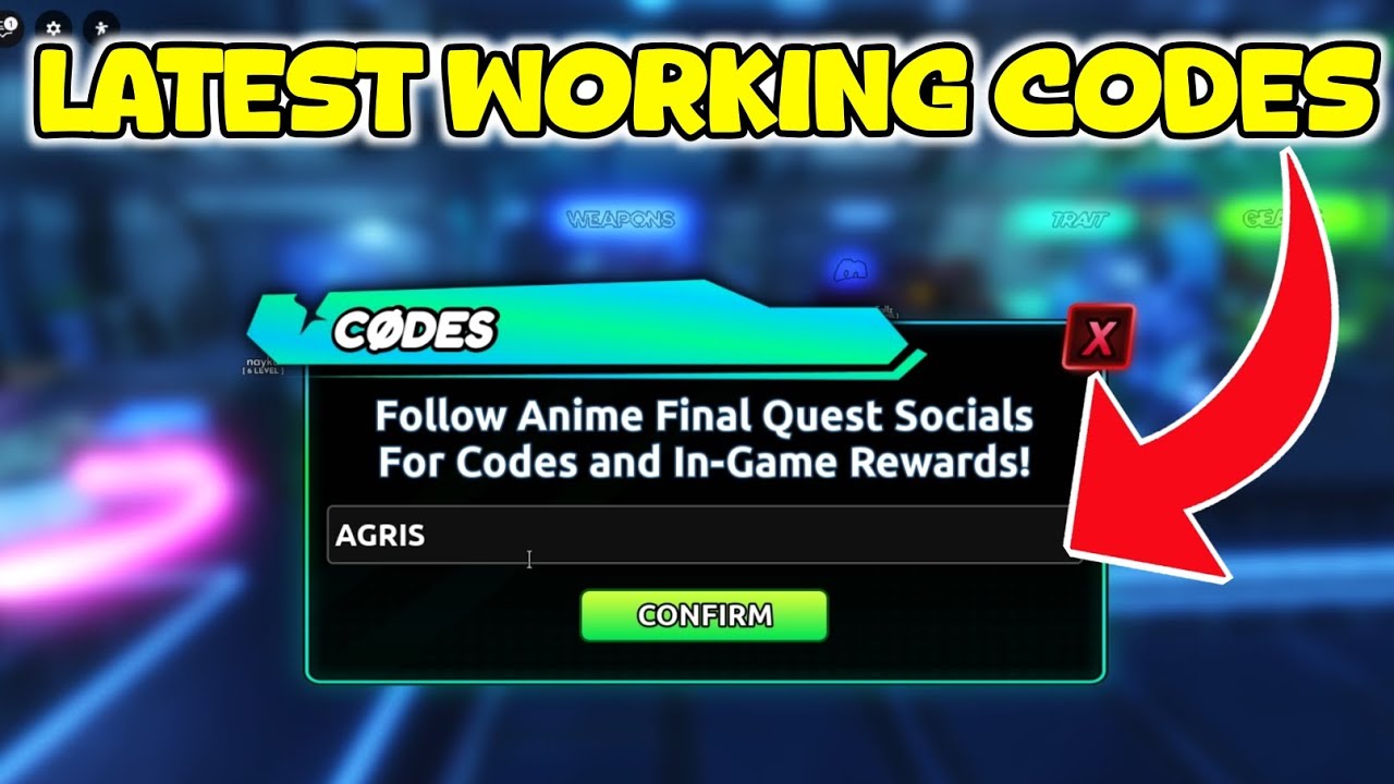Коды для финального квеста аниме | Roblox