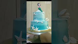 Mermaid theme cake decoration || Ocean theme cake || semi fondant mermaid cake decoration.