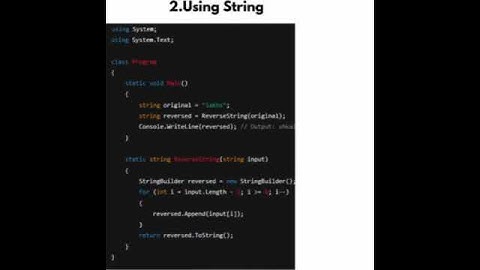Reverse String Program in C#..