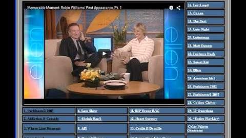 Webpage example of video navigation links using a table and iframe.